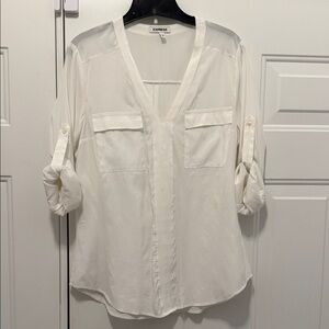 Express Women's white V-Neck pullover Blouse